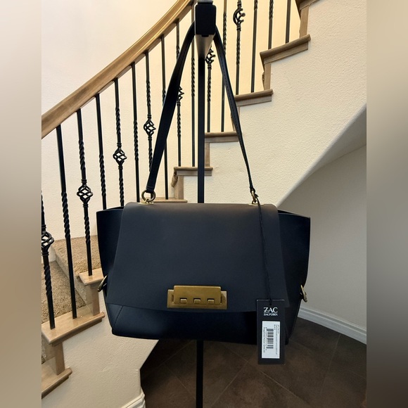 Sac à Main Zac Posen Noir Vernis - Neuf Avec étiquettes - Style Satchel - Porté épaule